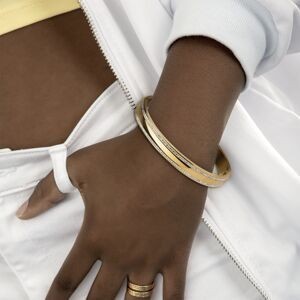 Jonc Acier Jaune Cristal Blanc 62mm Avec Fermoir