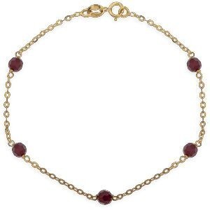 Bracelet Or 750 Maille Forçat Cristal Grenat 4mm 19cm