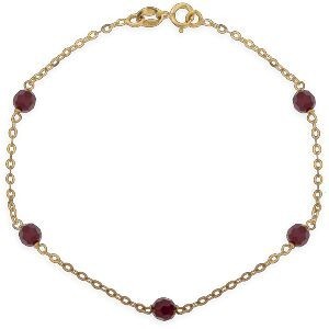 Bracelet Or 750 Maille Forçat Cristal Grenat 4mm 19cm