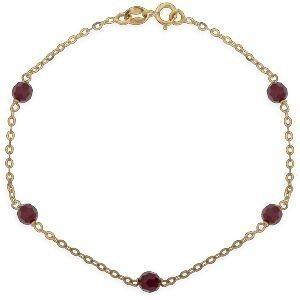 Bracelet Or 750 Maille Forçat Cristal Grenat 4mm 19cm