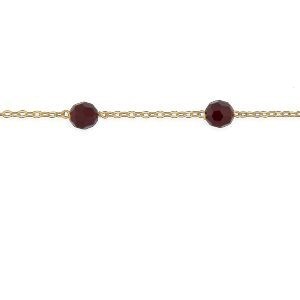 Bracelet Or 750 Maille Forçat Cristal Grenat 4mm 19cm