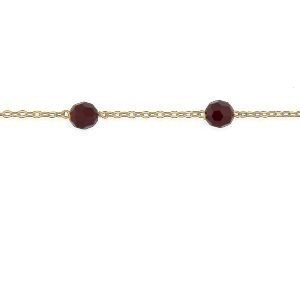 Bracelet Or 750 Maille Forçat Cristal Grenat 4mm 19cm