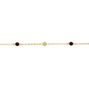 Bracelet Or 750 Forçat Cristal Grenat 3mm Boules 3mm 18cm