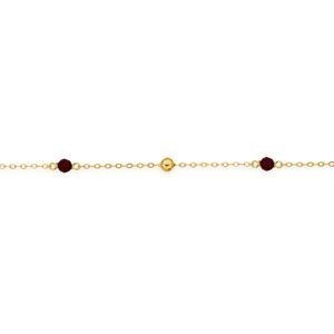 Bracelet Or 750 Forçat Cristal Grenat 3mm Boules 3mm 18cm