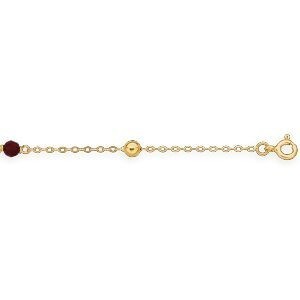 Bracelet Or 750 Forçat Cristal Grenat 3mm Boules 3mm 18cm