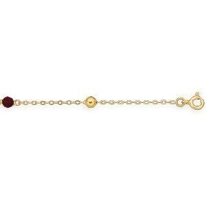 Bracelet Or 750 Forçat Cristal Grenat 3mm Boules 3mm 18cm