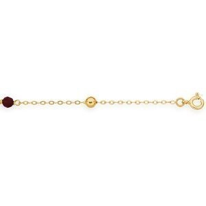 Bracelet Or 750 Forçat Cristal Grenat 3mm Boules 3mm 18cm