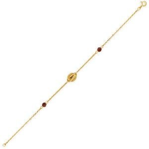 Bracelet Or 750 Chaîne Nœud Forçat Antillais Cristal Grenat 6mm 18cm
