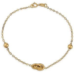 Bracelet Or 750 Nœud Forçat Antillais 6*8mm Boules 4mm 18cm
