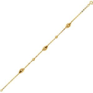 Bracelet Or 750 Nœuds Forçat Antillais 6*8mm Boules 4mm 19cm