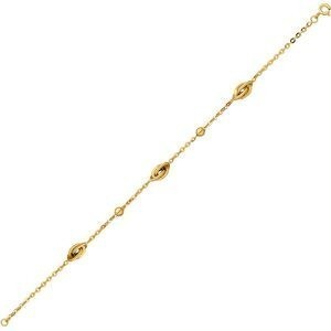 Bracelet Or 750 Nœuds Forçat Antillais 6*8mm Boules 4mm 19cm