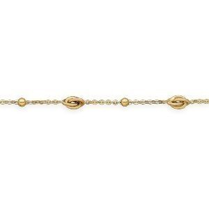 Bracelet Or 750 Nœuds Forçat Antillais 6*8mm Boules 4mm 19cm