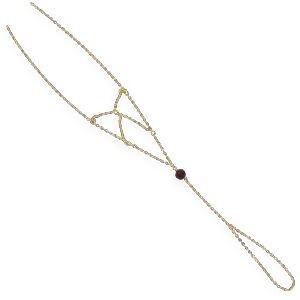 Chaîne Main Or 750 19cm Cristal Grenat 6mm