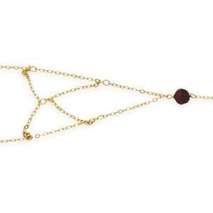 Chaîne Main Or 750 19cm Cristal Grenat 6mm