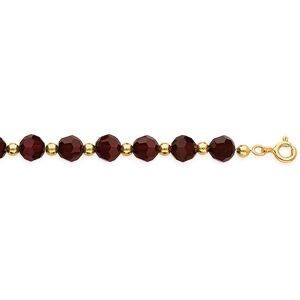 Bracelet Or 750 Cristal Grenat 6mm Boules 3mm 19cm