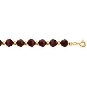 Bracelet Or 750 Cristal Grenat 6mm Boules 3mm 19cm