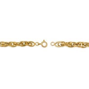 Bracelet Or 750 Maille Forçat Antillais Double 6mm 19cm