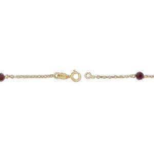 Bracelet Or 750 Nœuds Forçat Antillais 4*6mm Cristal Grenat 4mm 18cm
