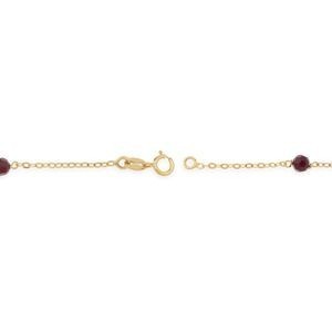 Bracelet Or 750 Nœuds Forçat Antillais 4*6mm Cristal Grenat 4mm 18cm