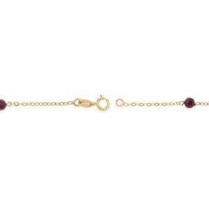 Bracelet Or 750 Nœuds Forçat Antillais 4*6mm Cristal Grenat 4mm 18cm