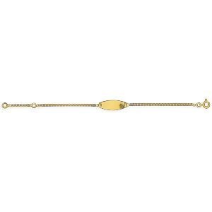 Bracelet Identité Or 375 Maille Marine 1.5mm Plaque 12  à 14cm