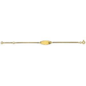 Bracelet Identité Or 375 Maille Marine 1.5mm Plaque 12  à 14cm