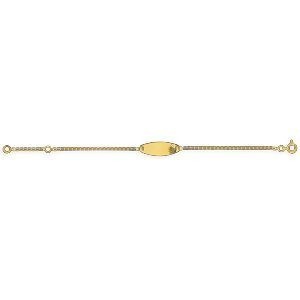 Bracelet Identité Or 375 Maille Marine 1.5mm Plaque 12  à 14cm
