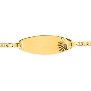 Bracelet Identité Or 375 Maille Marine 1.5mm Plaque 12  à 14cm
