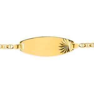 Bracelet Identité Or 375 Maille Marine 1.5mm Plaque 12  à 14cm