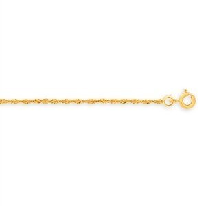 Chaîne Cheville Or 375 25cm Maille Singapour 1.2mm