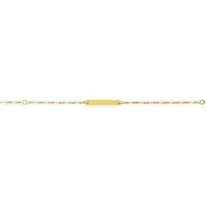 Bracelet Identité Or 375 Maille Cheval Alternée 1.3mm 12  à 14cm