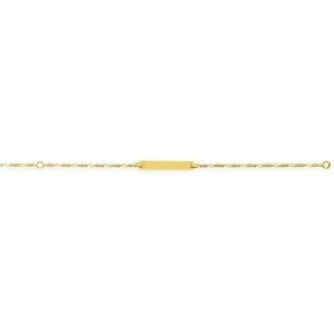 Bracelet Identité Or 375 Maille Cheval Alternée 1.3mm 12  à 14cm