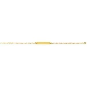 Bracelet Identité Or 375 Maille Cheval Alternée 1.3mm 12  à 14cm