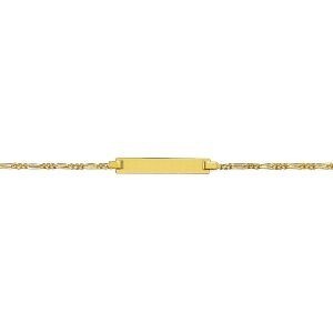 Bracelet Identité Or 375 Maille Cheval Alternée 1.3mm 12  à 14cm