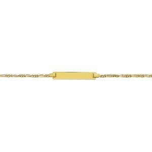 Bracelet Identité Or 375 Maille Cheval Alternée 1.3mm 12  à 14cm