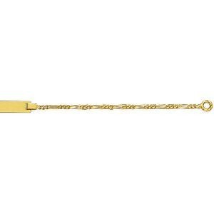 Bracelet Identité Or 375 Maille Cheval Alternée 1.3mm 12  à 14cm