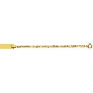 Bracelet Identité Or 375 Maille Cheval Alternée 1.3mm 12  à 14cm