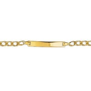 Bracelet Identité Or 375 Maille Gourmette Double 3mm 12  à 14cm