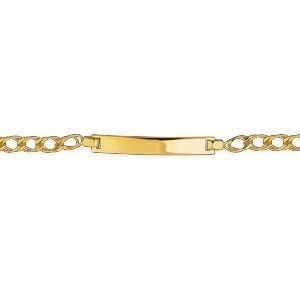 Bracelet Identité Or 375 Maille Gourmette Double 3mm 12  à 14cm