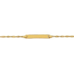 Bracelet Identité Or 375 Maille Singapour 1mm 12  à 14cm