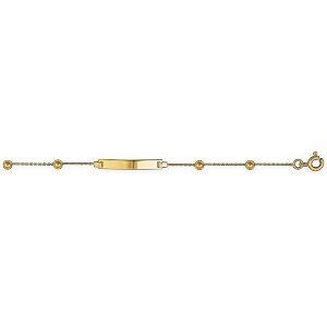 Bracelet Identité Or 375 Chaîne 0.3mm Boules 2mm 12  à 14cm