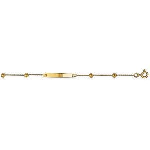 Bracelet Identité Or 375 Chaîne 0.3mm Boules 2mm 12  à 14cm
