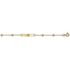 Bracelet Identité Or 375 Chaîne 0.3mm Boules 2mm 12  à 14cm