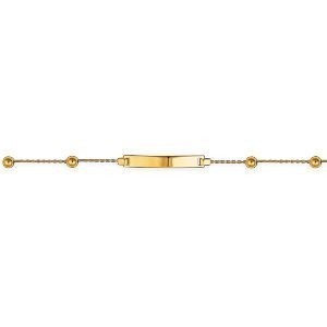 Bracelet Identité Or 375 Chaîne 0.3mm Boules 2mm 12  à 14cm