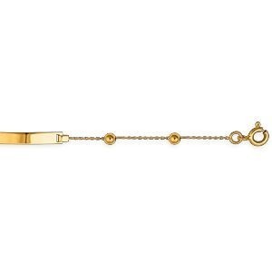 Bracelet Identité Or 375 Chaîne 0.3mm Boules 2mm 12  à 14cm
