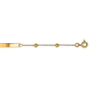 Bracelet Identité Or 375 Chaîne 0.3mm Boules 2mm 12  à 14cm