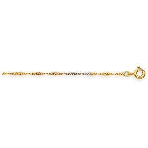 Chaîne Cheville Or 375 25cm Maille Singapour 1.5mm Tricolore