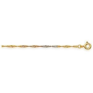 Chaîne Cheville Or 375 25cm Maille Singapour 1.5mm Tricolore