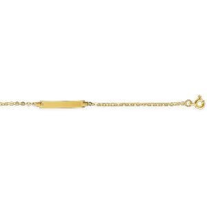 Bracelet Identité Or 375 Maille Forçat Miroir 1.1mm 12  à 14cm