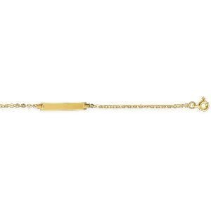 Bracelet Identité Or 375 Maille Forçat Miroir 1.1mm 12  à 14cm